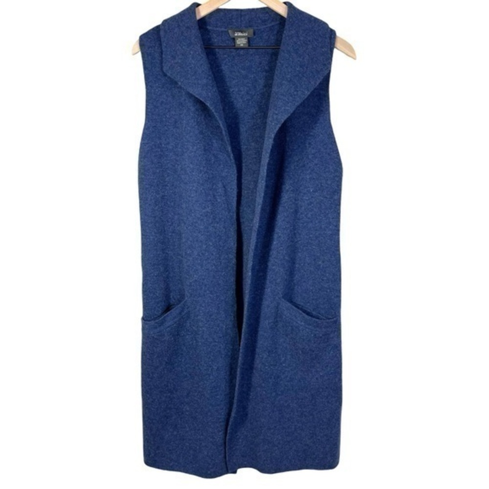 Pure Amici 100% CASHMERE Sweater Vest Open Cardigan Size XS In Blue